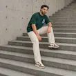 تیشرت مردانه باکسی نخ پنبه طرح گرافیکی گل پرسیسکا