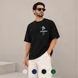 تیشرت مردانه باکسی نخ پنبه طرح گرافیکی گل پرسیسکا