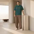 تیشرت مردانه باکسی نخ پنبه طرح گرافیکی ساحلی پرسیسکا