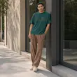 تیشرت مردانه باکسی نخ پنبه طرح گرافیکی ساحلی پرسیسکا