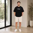 تیشرت مردانه باکسی نخ پنبه طرح گرافیکی کارتونی پرسیسکا