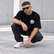 تیشرت مردانه باکسی نخ پنبه طرح گرافیکی Vibe پرسیسکا