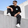 تیشرت مردانه باکسی نخ پنبه طرح گرافیکی Vibe مشکی پرسیسکا
