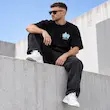 تیشرت مردانه باکسی نخ پنبه طرح گرافیکی Vibe پرسیسکا