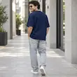 تیشرت مردانه باکسی نخ پنبه طرح مینیمال کمپینگ پرسیسکا