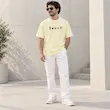 تیشرت مردانه باکسی نخ پنبه طرح مینیمال کمپینگ پرسیسکا