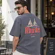 تیشرت مردانه باکسی نخ پنبه طرح قایق بادبانی Rhude Monaco پرسیسکا