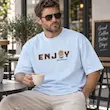 تیشرت مردانه باکسی نخ پنبه طرح نوشته ENJOY پرسیسکا