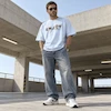 تیشرت مردانه باکسی نخ پنبه طرح نوشته ENJOY آبی روشن پرسیسکا