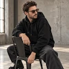 هودی یونیسکس اورسایز باکسی مشکی پرسیسکا
