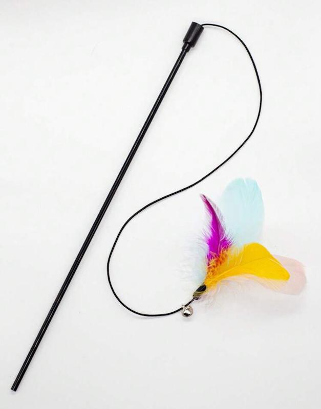 عصای بازی گربه طرح پر مصنوعی زنگوله دار