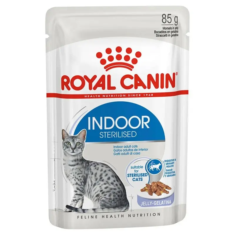 پوچ گربه بالغ ایندور عقیم شده رویال کنین در سس Royal Canin Indoor Sterilised Pouch Adult Wet Cat Food In Sauce