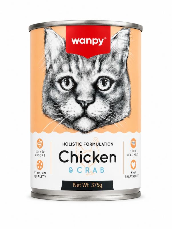 کنسرو ونپی wanpy طعم مرغ و خرچنگ مخصوص گربه ۳۷۵ گرمی