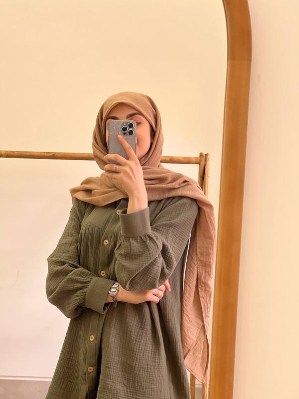 شومیز موسلین چین دار سبز 
