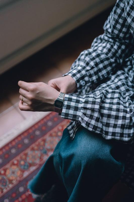 شومیز چهارخونه چین دار 
