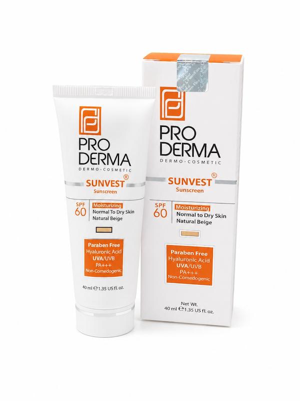  ضد آفتاب و مرطوب کننده بژ طبیعی SPF60 پرودرما