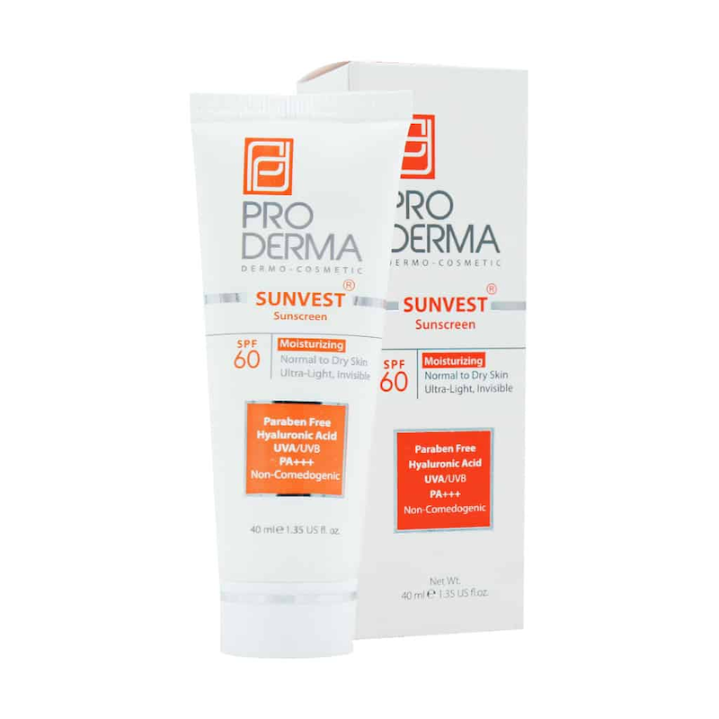 ضد آفتاب و مرطوب کننده بی رنگ SPF60 پرودرما