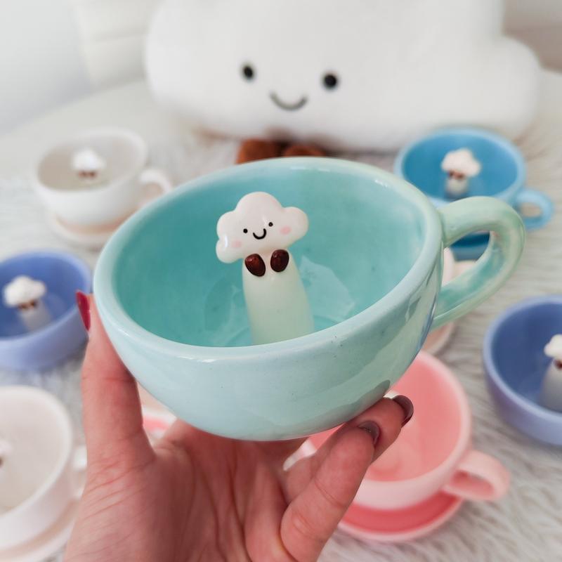 كاپ سراميكي ابرک‌کیوتی آبی پاستیلی