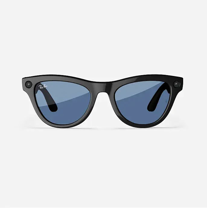 عینک هوشمند Rayban Meta مدل Skyler با رنگ فریم Shiny Black و لنز Transitions Cerulean Blue