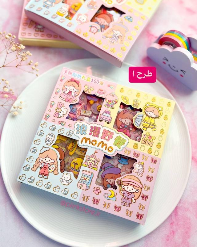 پک ۹۶ ورقی استیکر شفاف دختر MOMO