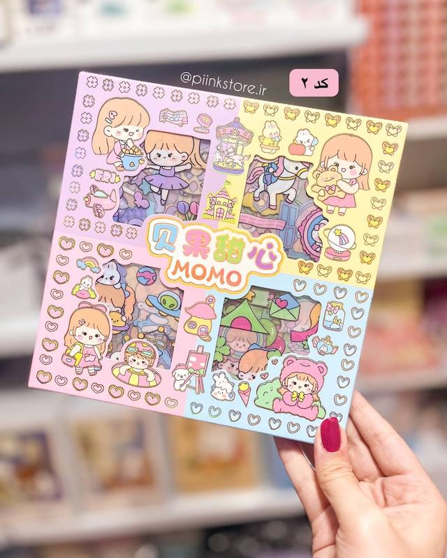 پک ۹۶ ورقی استیکر شفاف دختر MOMO