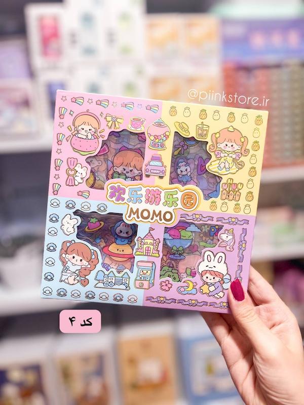 پک ۹۶ ورقی استیکر شفاف دختر MOMO