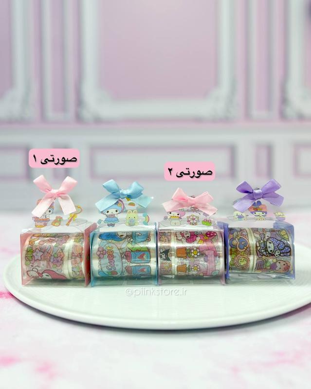 پک کادویی چسب واشی رولی استیکری شفاف کرومی و دوستان 