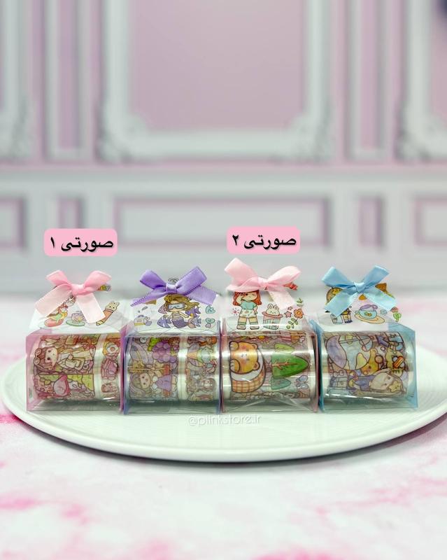 پک کادویی چسب واشی رولی استیکری شفاف دختر 