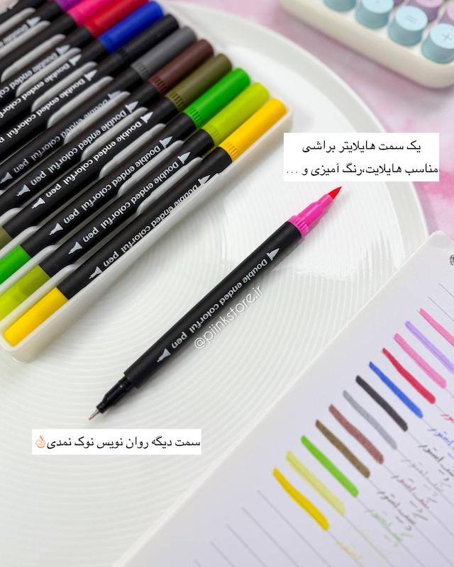 پک ۱۲ رنگ هایلایتر براشی و روان نویس نوک نمدی