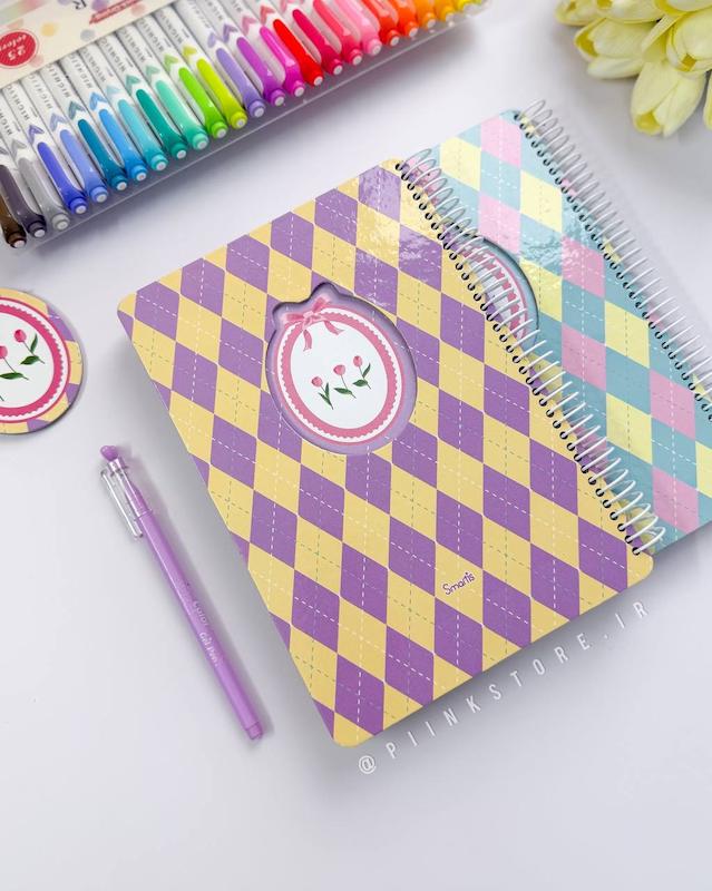 دفتر شطرنجی ۱۰۰ برگ جلد سخت جزوه نویسی سری tulip