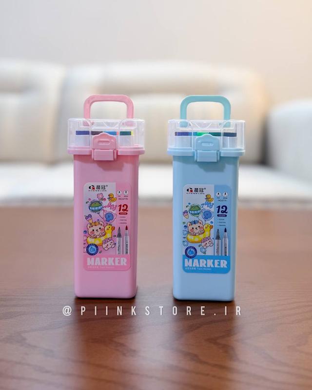 ماژیک رنگ آمیزی دوسر ۱۲ رنگ سطلی کیوت