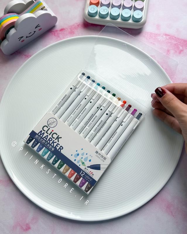  ماژیک کلیکی ۱۲ رنگ نوک نمدی
