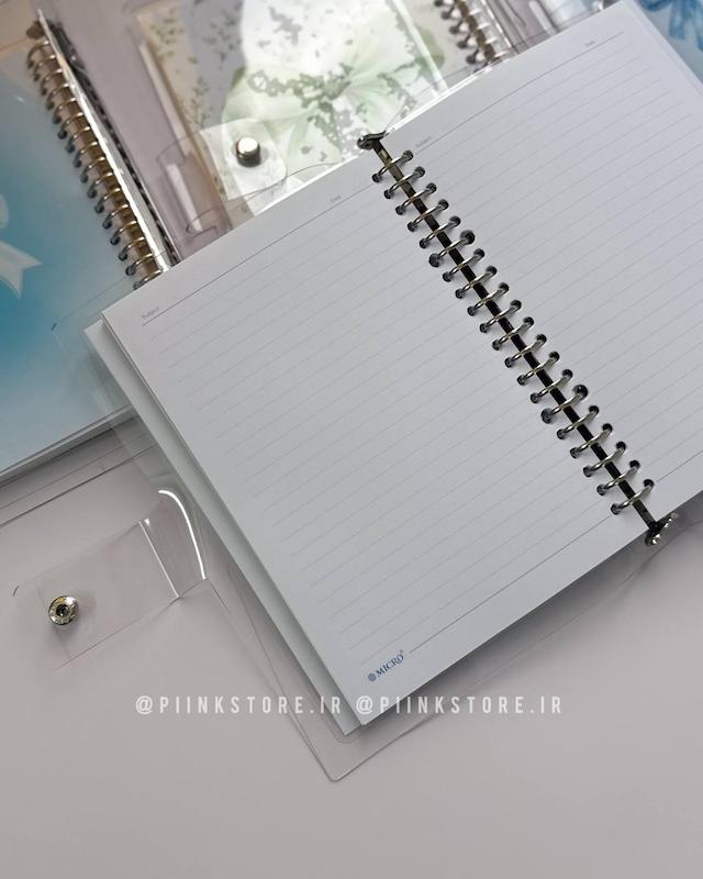 کلاسور شفاف ۱۰۰ برگ پینترستی ۲۰ حلقه پاپیون