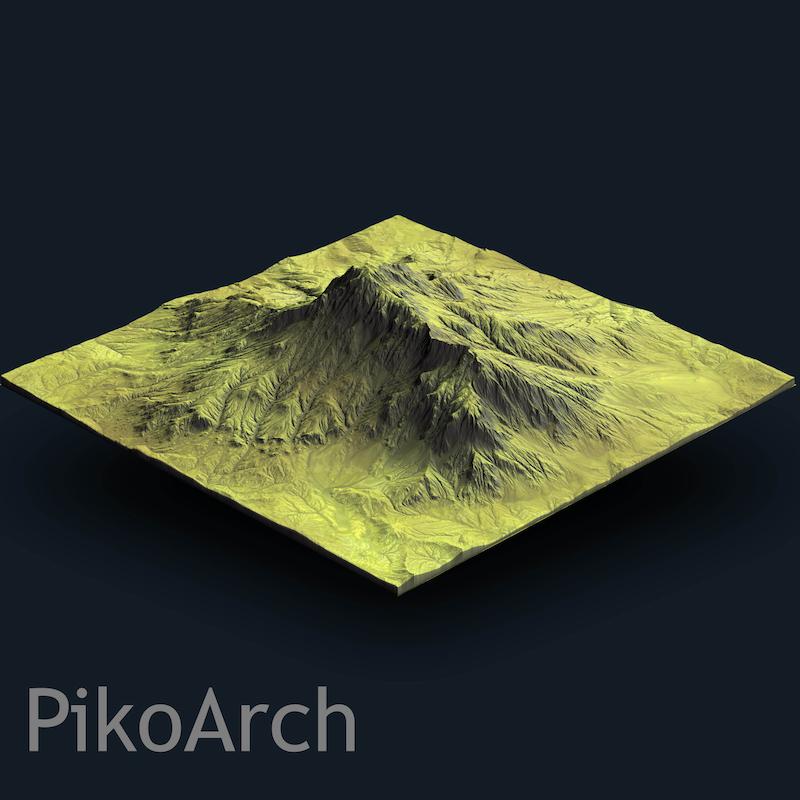 دانلود مدل سه بعدی زمین کوهستانی سرسبز برای معماران- grass mountain Terrain model 05