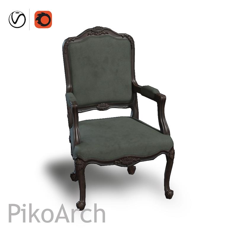 دانلود مدل سه بعدی صندلی پارچه ای با پایه چوبی