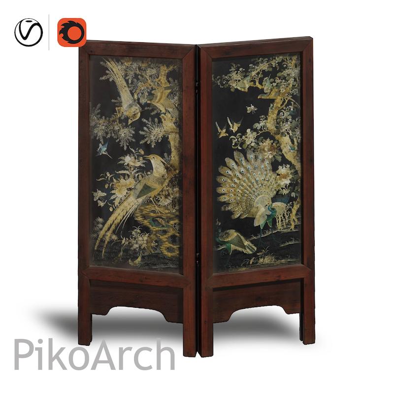 دانلود مدل سه بعدی پارتیشن چوبی/سبک چینی