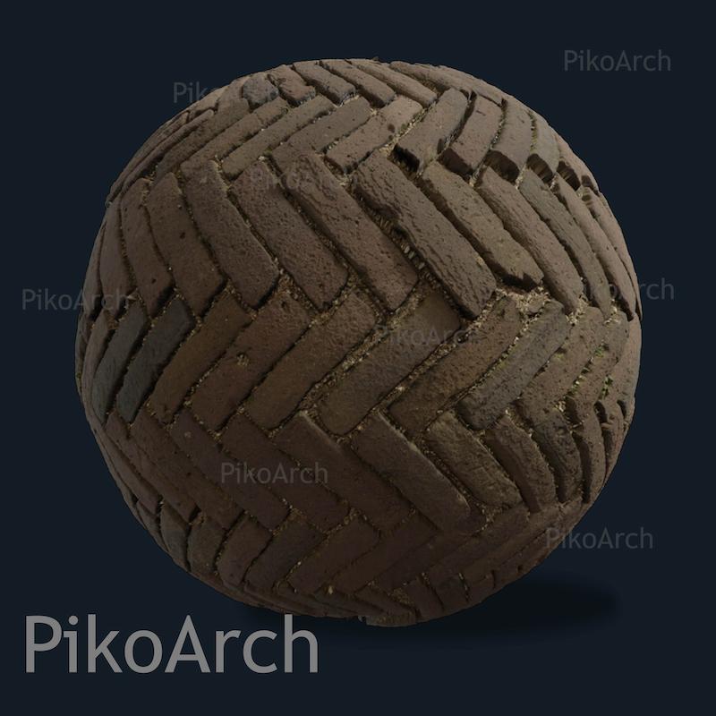 دانلود تکسچر سنگفرش آجری قدیمی - 8k