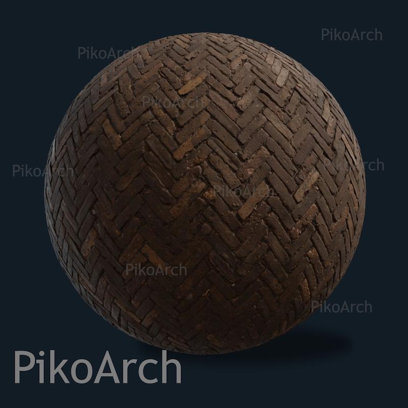 دانلود تکسچر سنگفرش آجری جناغی نامرتب - 8k