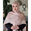 روسری نخ ابریشم ژاکارد لمه دار طرح کاملیا RZHAK02