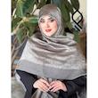 روسری نخ ابریشم ژاکارد لمه دار طرح کاملیا RZHAK03