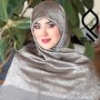 روسری نخ ابریشم ژاکارد لمه دار طرح کاملیا RZHAK03
