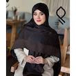 روسری نخ ابریشم ژاکارد لمه دار طرح کاملیا RZHAK06