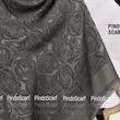 روسری نخ ابریشم ژاکارد لمه دار طرح گل رز RZHA122