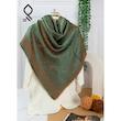 روسری نخ ابریشم ژاکارد لمه دار طرح گل رز RZHA72