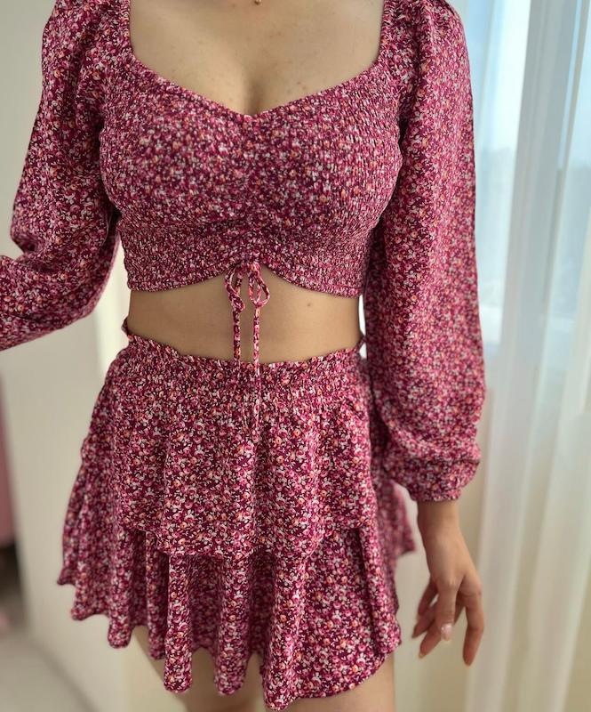 ست دامن و نیم تنه زر صورتی🌸❤️🍓
