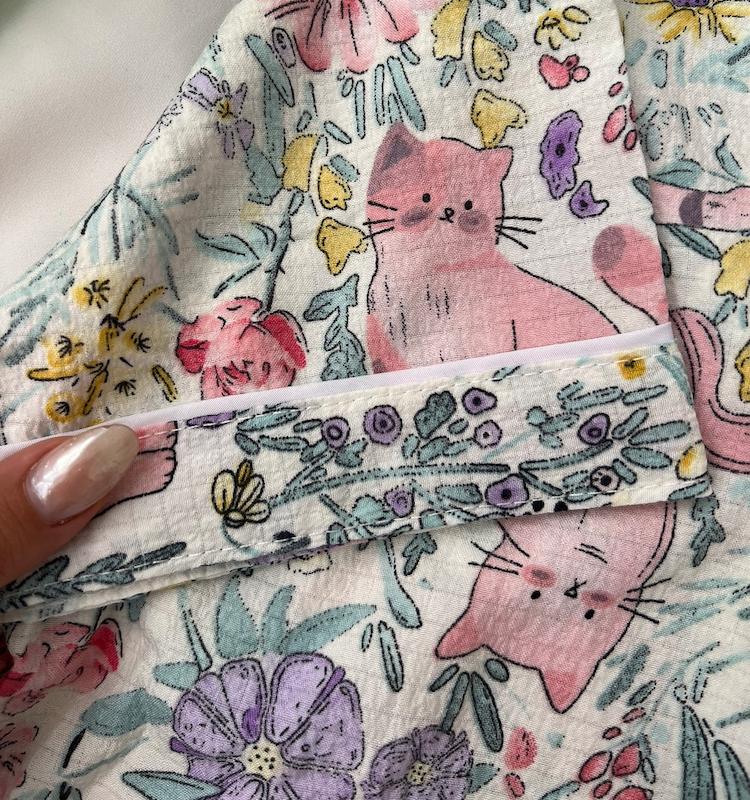 لباس خواب تیشرتی گربه صورتی🌸✨