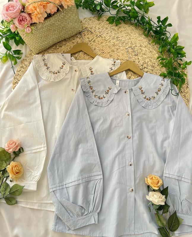 شومیز یقه گلدوزی✨🤍
