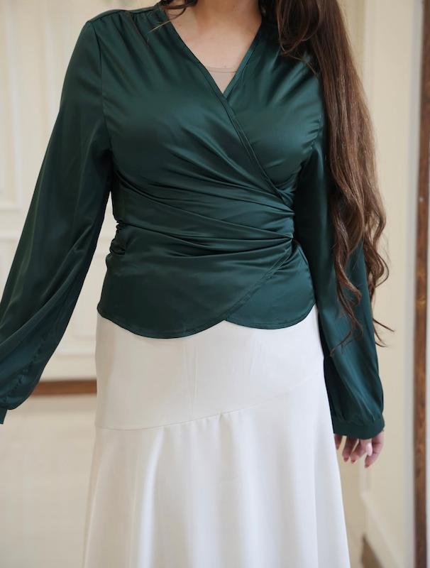 شومیز ساتن گره‌ای فیت✨