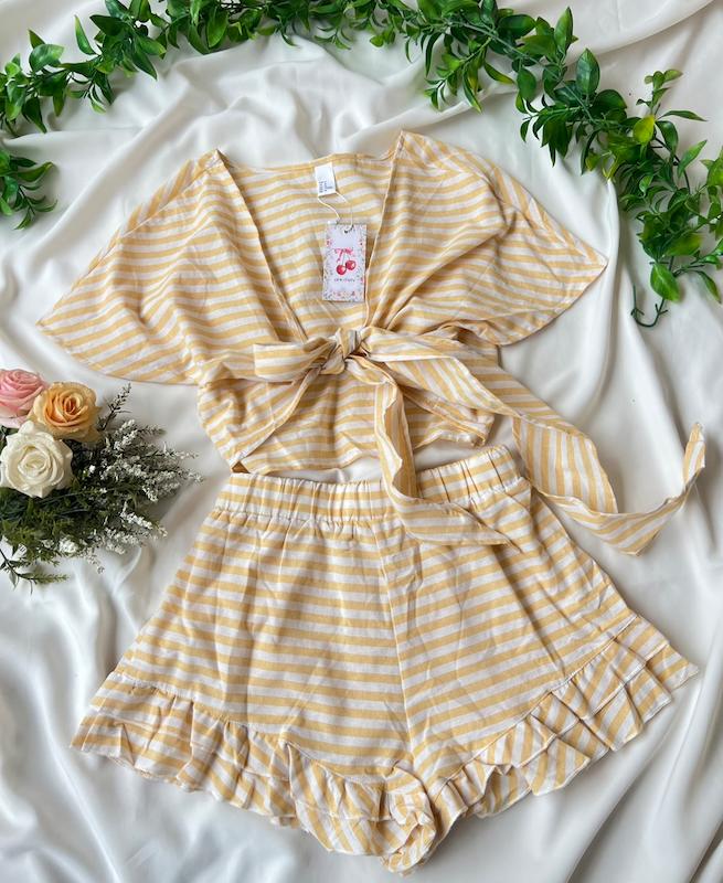 ست کراپ و شورتک لینن🍋