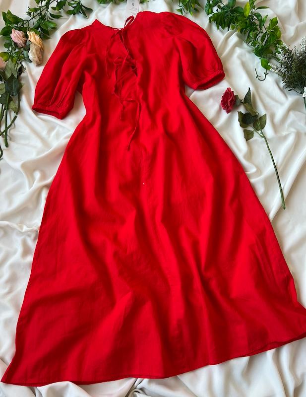 پیراهن لینن قرمز